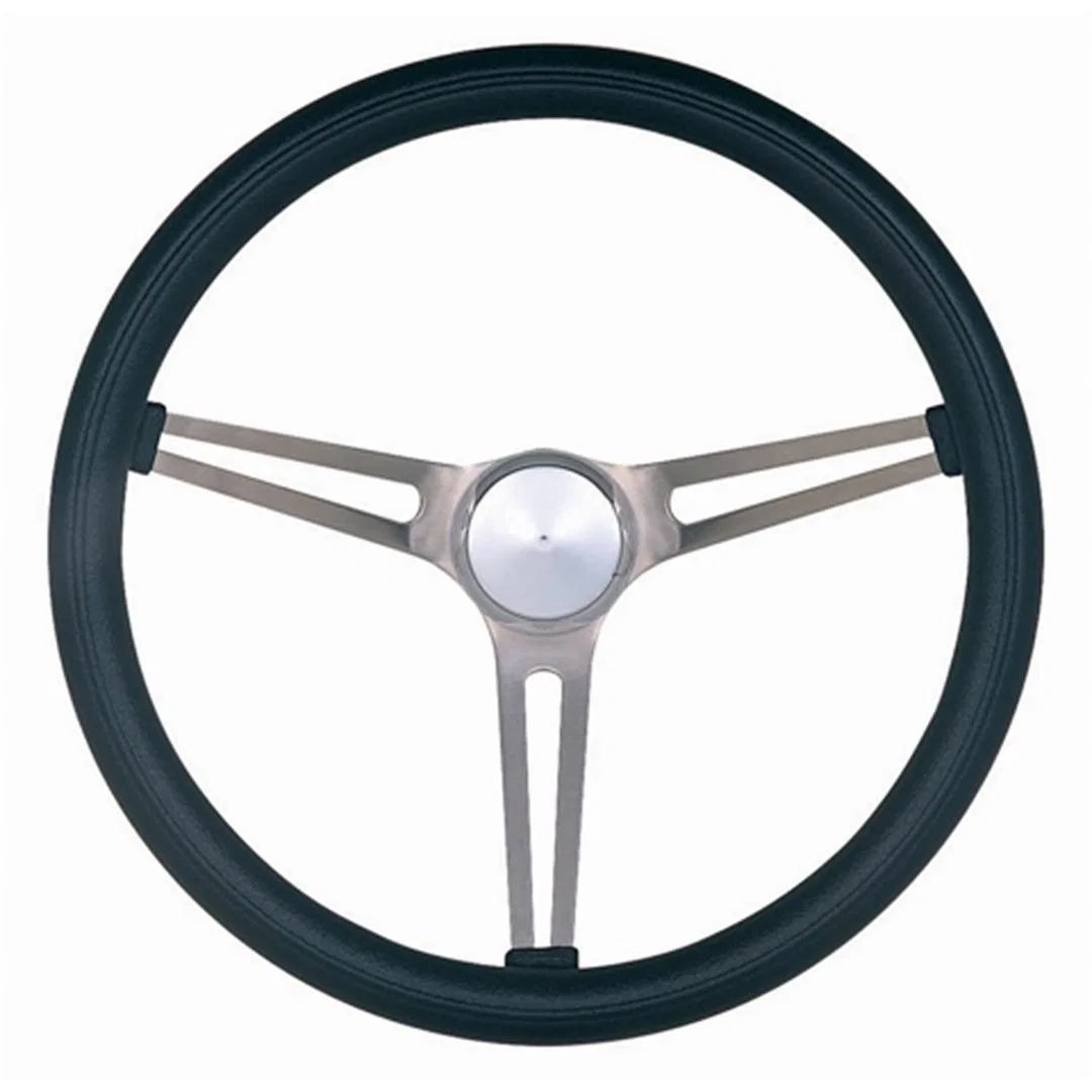 969-0 – GRANT Steering Wheel, 15 Inch Diameter 3 Spoke Black Foam Cushion Grip Brushed Stainless Steel Slotted Spokes...